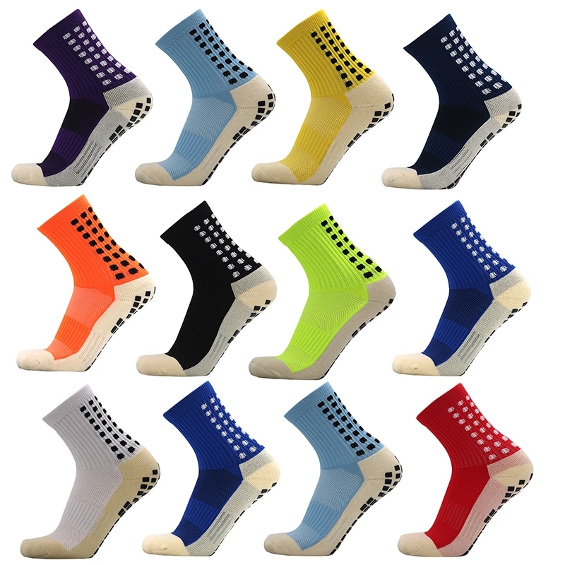 

Men's Anti Slip Football Socks Athletic Long Socks Absorbent Sports Grip Socks For Basketball Soccer Volleyball Running FY7610C1207, Red