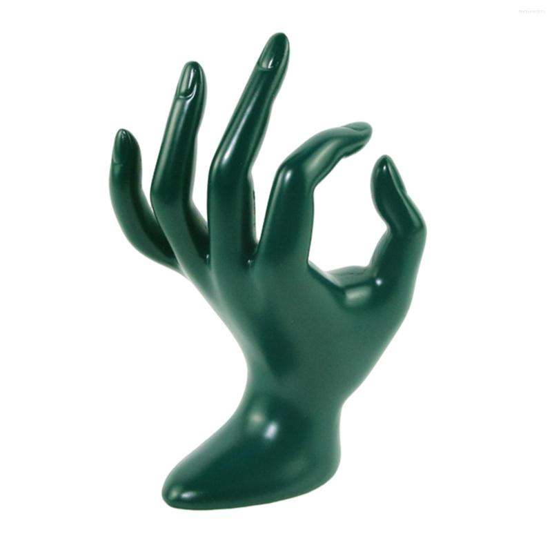 

Jewelry Pouches Hand Form Display Holder OK Shape Novelty Rings Green