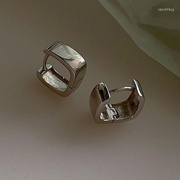 

Hoop Earrings PONYKISS Real 925 Sterling Silver Smooth Geometric Square For Women Party Fine Jewelry Minimalist Accessories