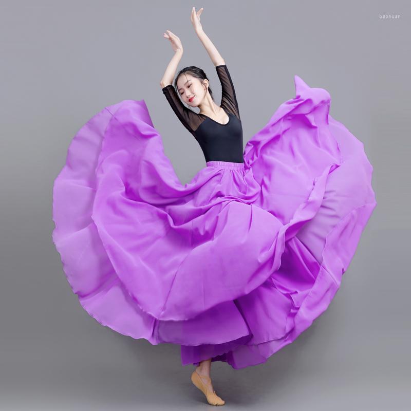 

Stage Wear 720 Degree Swing Classical Xinjiang Dance Performance Dress Modern Flamenco Chiffon Skirt For Women Practice, Color7