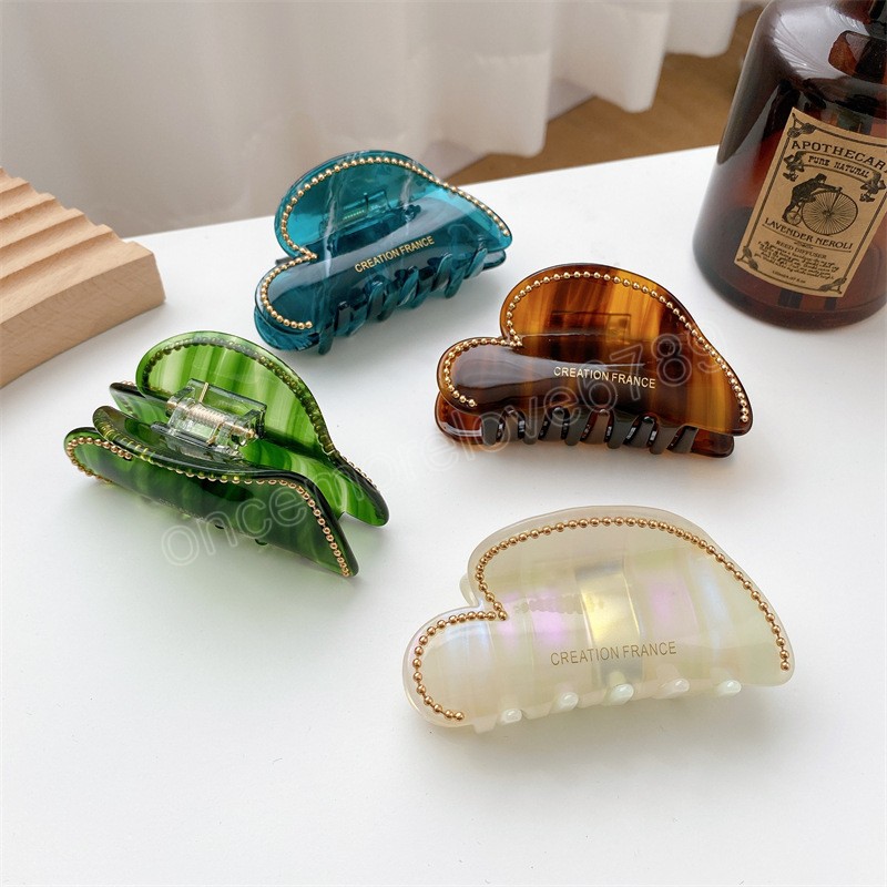 

Korean Fashion Heart Shaped Chain Gradient Color Clamps Acetic Acid Hair Accessories For Woman Girls Headwear