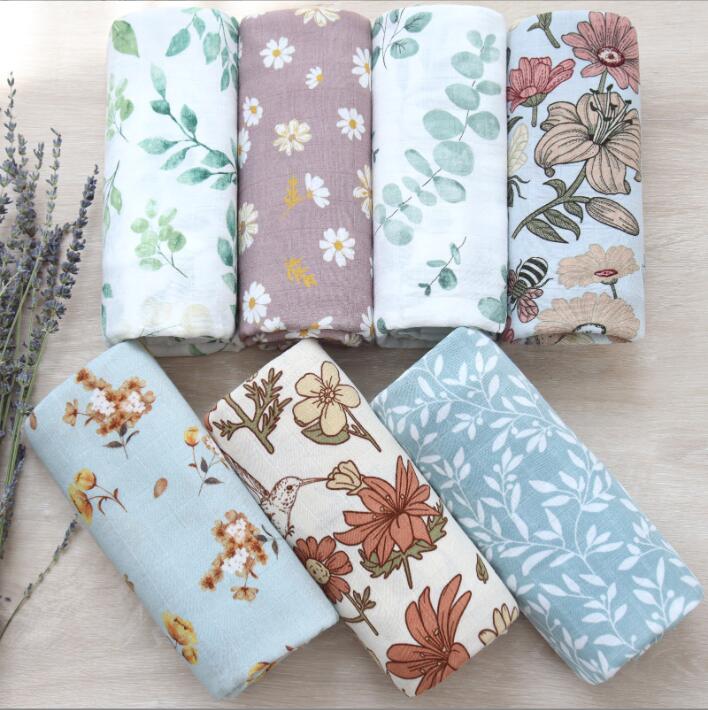 

Baby Muslin Swaddling Blankets Bamboo Cotton Swaddle Newborn Summer Gauze Wraps Toddler Bath Towels Parisarc Crib Sheet Stroller Cover Quilt Infant Robes BC192-2, 27