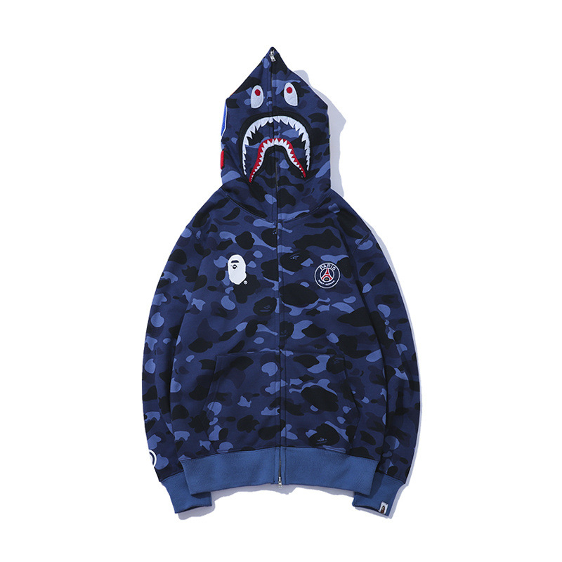 

Bape Designer Mens Hoodie Camo Pattern Letter Print Long Sleeve Coat Sweater Fashion Brand Zipper Top Blue -3XL