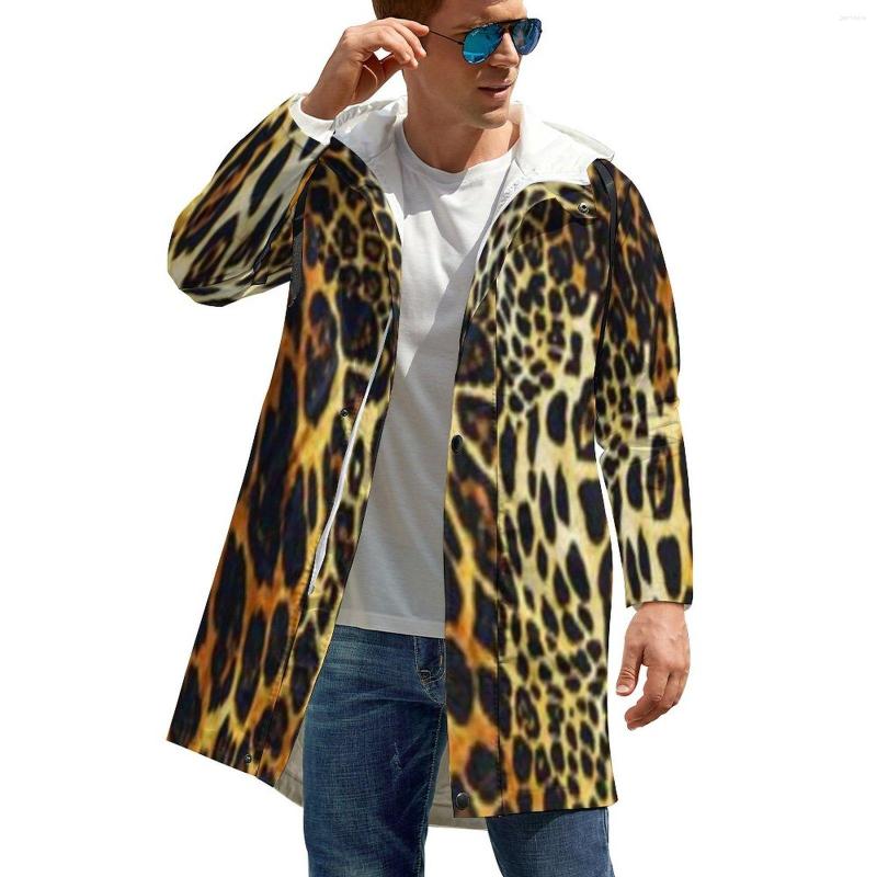 

Men' Trench Coats Tiger Print Wild Animal Skin Long Casual Parkas Male Graphic Retro Zipper Autumn Jackets Plus Size, Style-11