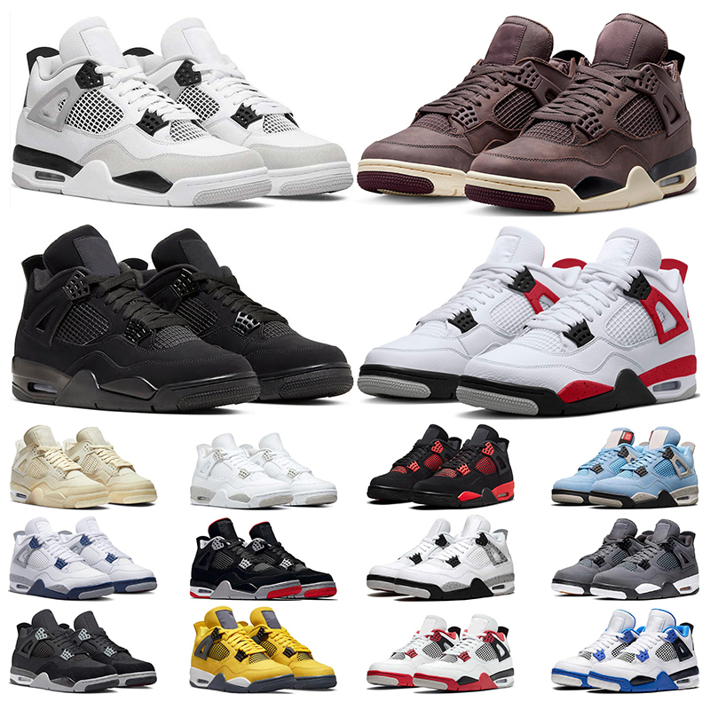 

OG 4 Mens Basketball Shoes 4s Jumpman University Blue Military Black Cat Red Thunder White Cement Cactus Jack Women Sneakers Walking Jogging Sports Trainers, 35 40-47