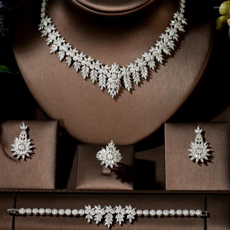 

Necklace Earrings Set Fashion Luxury Micro CZ Pave Full For Women Bridal Wedding Accessories Jewelry Gifts Wholesale Price N-1486, Picture shown