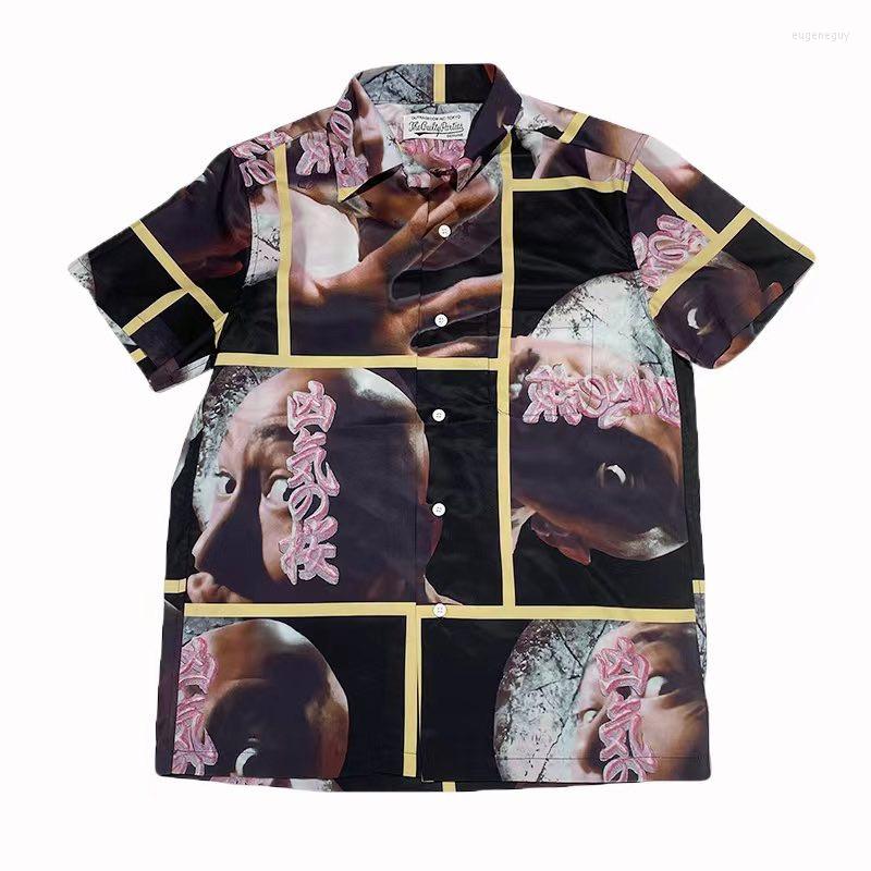 

Men' Casual Shirts High Quality Full Skeleton WACKO MARIA Shirt Men Women Hawaii T-shirt Top Tees Hawaiian