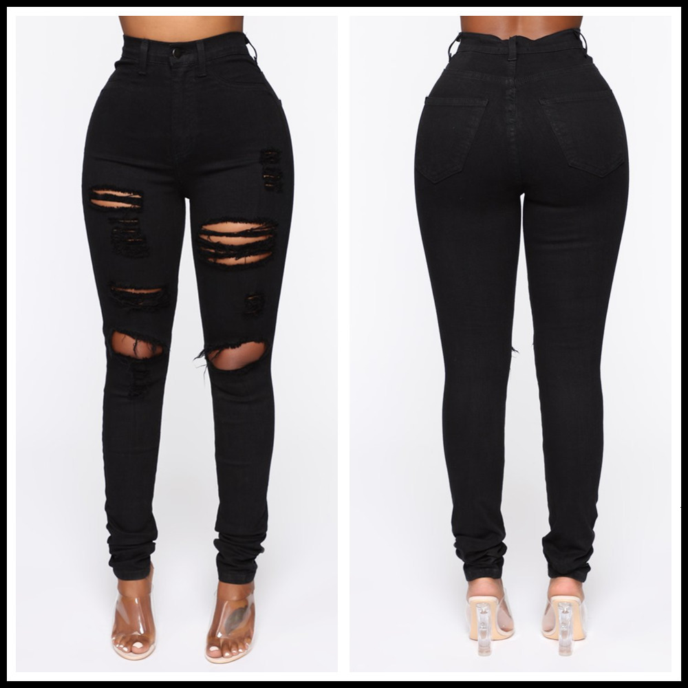 

Women s Jeans Black Ripped For Women Fashion High Waist Denim Pencil Pants Stretch Slim Skinny Trousers XS XL Global Drop Ship 221206, Beige
