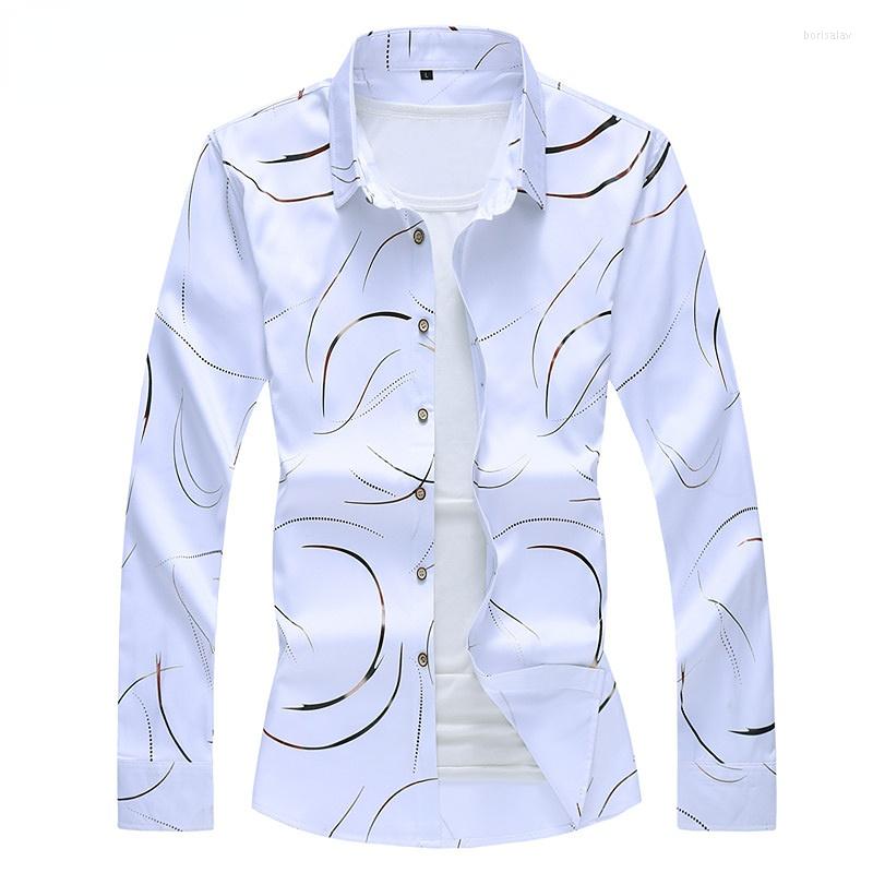 

Men's Casual Shirts Spring 2023 Fashion Print Collar Men Shirt Cotton Male Long Sleeve, Black
