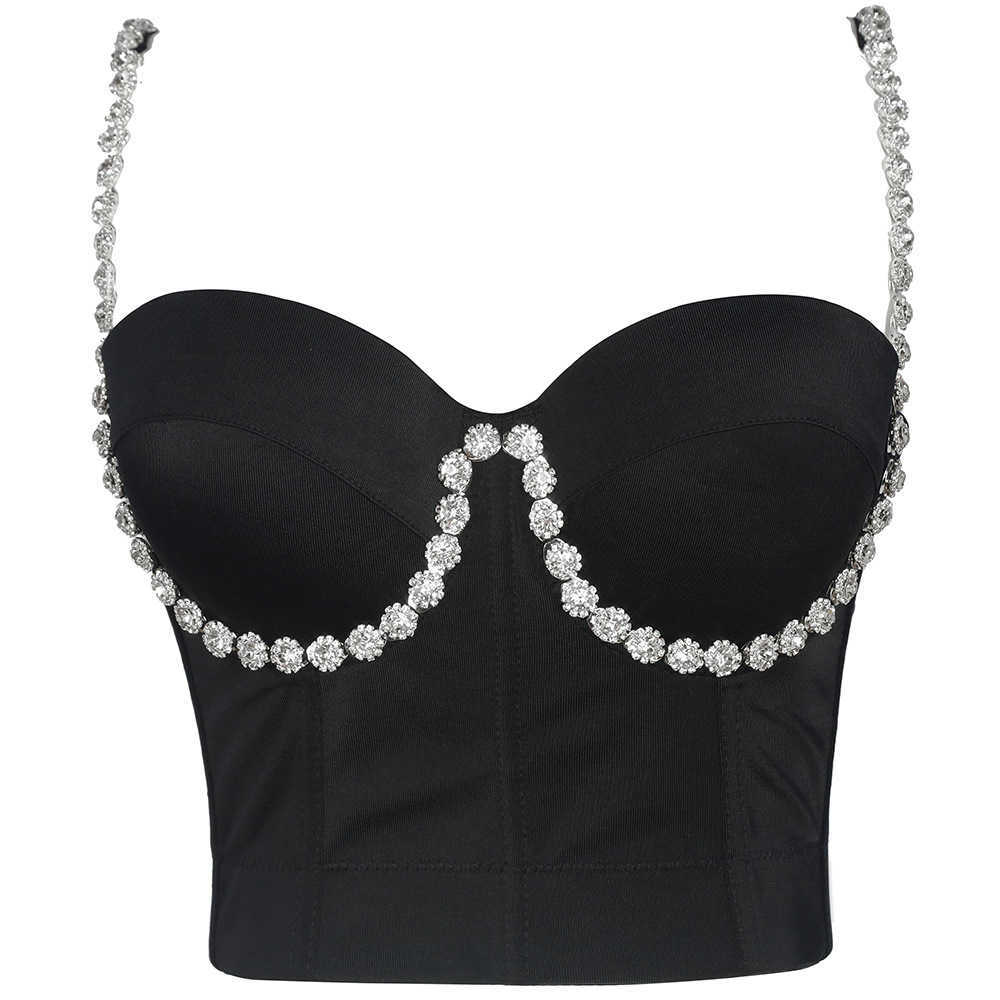 

In summer the diamond studded shoulder belt type chest wrap sexy open back French suspender vest is worn by women and the fishbone corset, Black background silver transparent