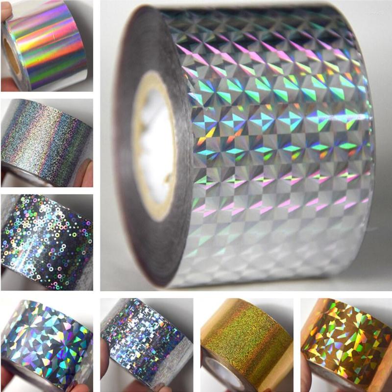 

Nail Stickers 120m Laser Silver Glass Stamping Foils Holographic Transfer Foil Dot Star Waves Paper Colorful Sticker, Cross star gold