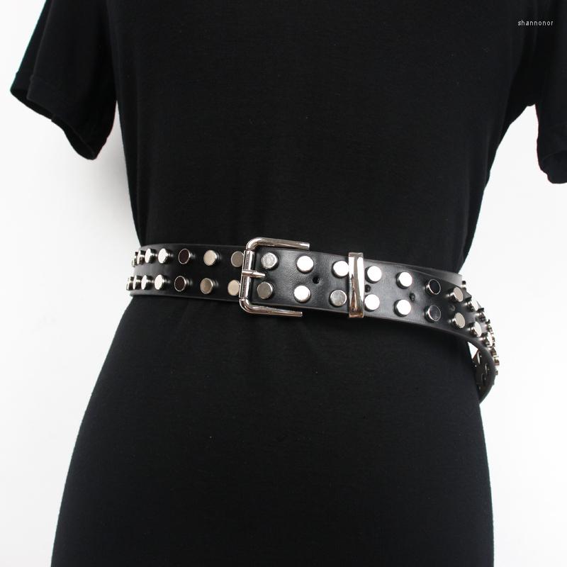 

Belts Punk Men Strech Rivet Studded Women Belt Black PU Leather Waistband Street Hip Hop Casual Jean Pant Unisex
