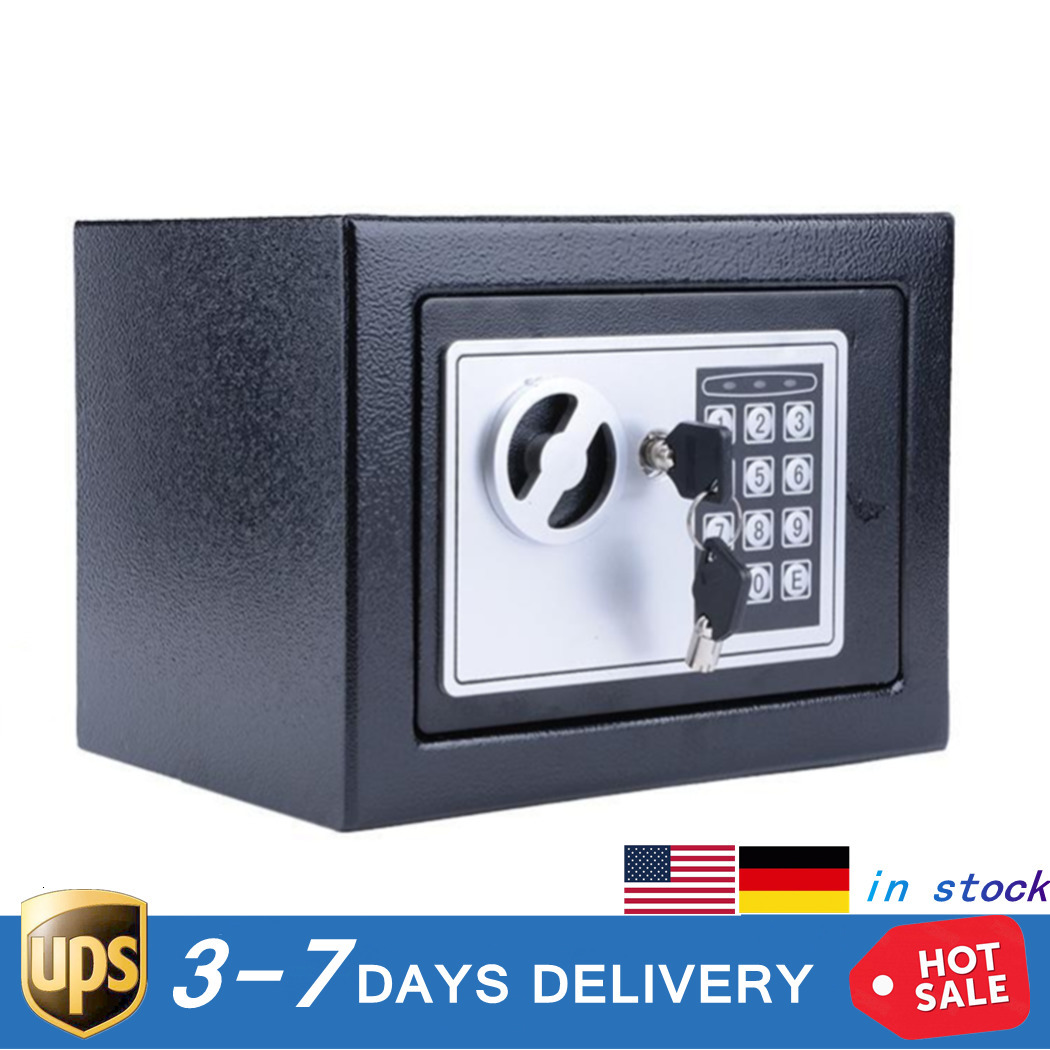 

Storage Boxes Bins Digital Electronic Fireproof WallAnchoring Safe Deposit Box Strongbox for Money Jewelry Cash Batteries Home Office Storages 221207, Sky blue