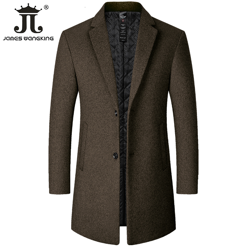

Men's Wool Blends Male en Coat Solid Color Slim Mid-Length Windbreaker Warm Wear-Resistant Business Formal Wear Casual Jacket 221206, Gray