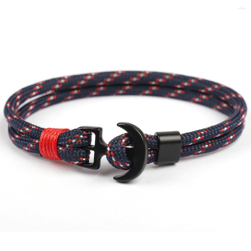 

Charm Bracelets 2022 Fashion Black Anchor Men And Woman Chain 550 Paracord Bracelet Jewelry Male Wrap Hook SL031