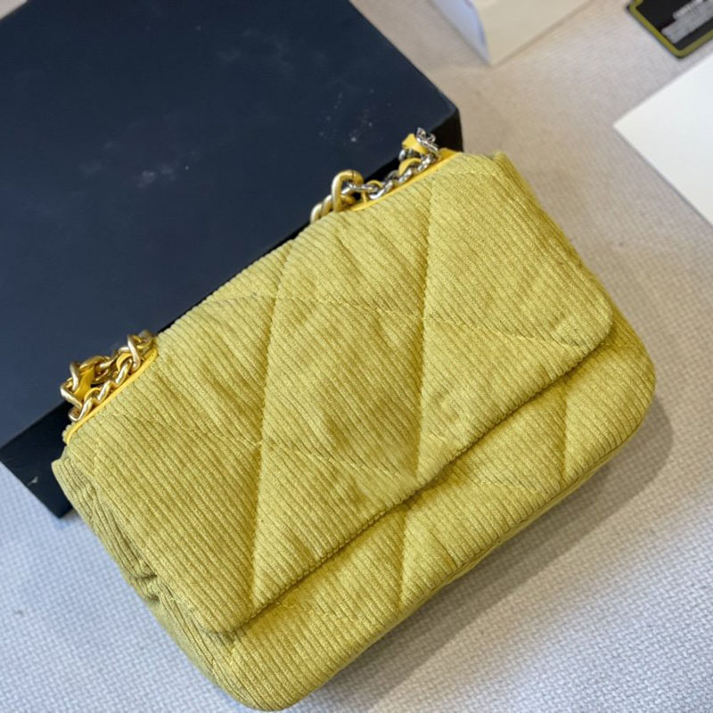 

Fashion Women Corduroy 19 Classic Flap Shoulder Bag Quilted High Capacity Trend Luxury Bag Retro Designer Handbag Versatile Card Holder Suitcases Birkin Coin Purse, Black