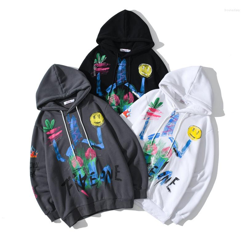 

Men's Hoodies 2022 Spring Loose Version Of The High Street Trend Hip-Hop Original Tide Cartoon Print Hoodie Clothing, Black