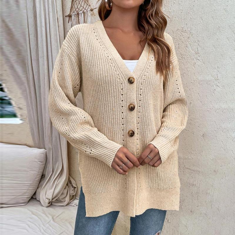 

Women' Knits Casual Women Autumn Winter Cardigan Sweater Female V Neck Loose Coat Girls Streetwear Knitwear Lady' Split Sweaters