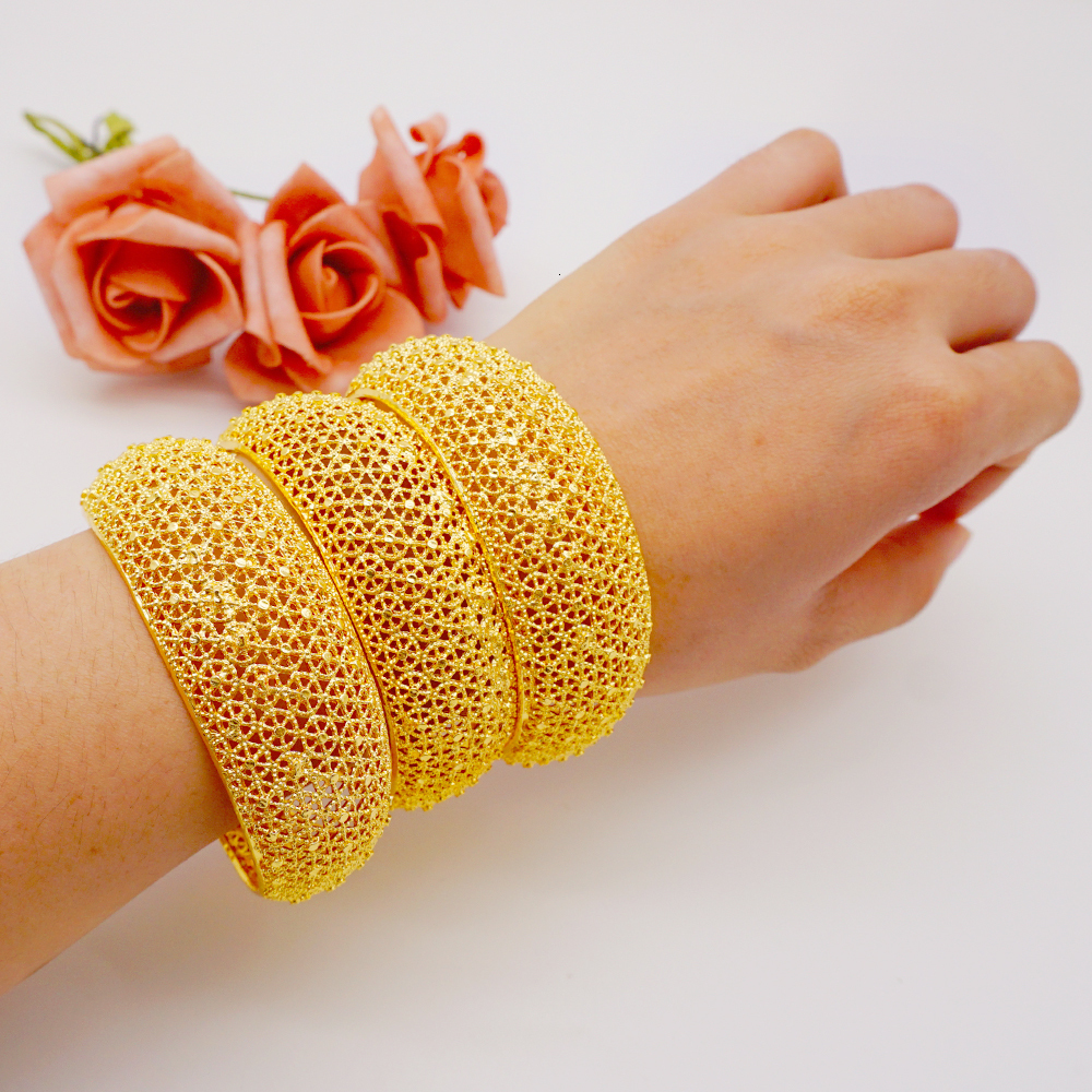 

Bangle Bangls 3Pcslot Ethiopian Africa Gold Color Bangles For Women Hollow Out Bride Bracelet African Middle East Wedding Jewelry 221206