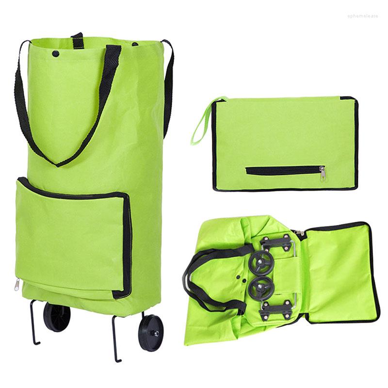 

Shopping Bags Folding Tugboat Cart Fashionable And High-end Portable Household Pull Rod Bag Bolding Drop, Green