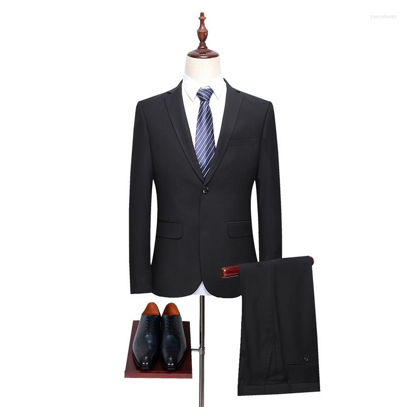 

Men's Suits Spring And Autumn 2022 Solid Business Casual Men Suit Korean Fashion Large Two Piece Black Novidades Terno Lj004