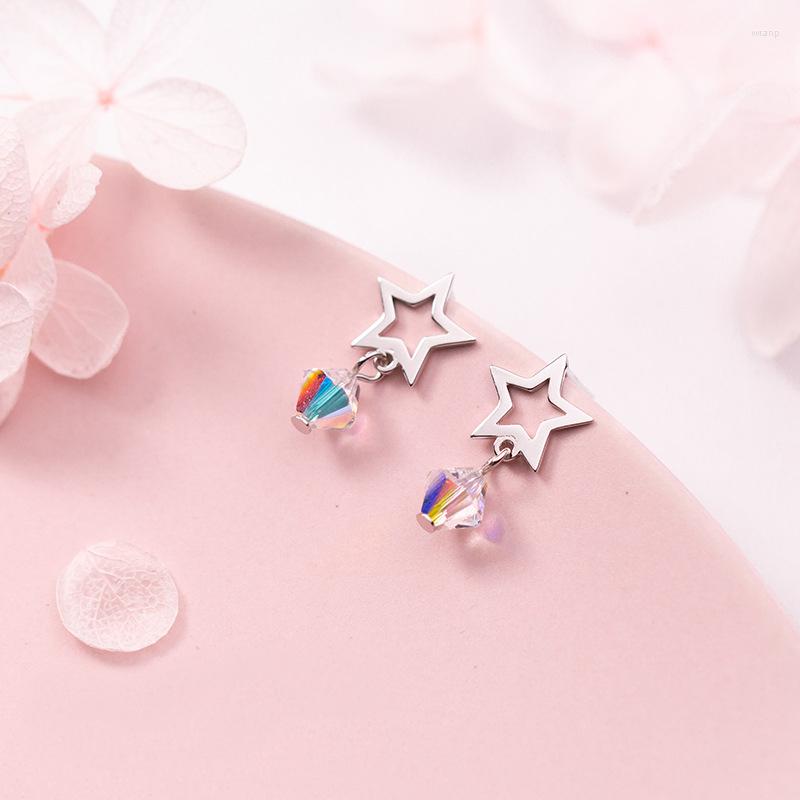 

Dangle Earrings MloveAcc Authentic 925 Sterling Silver Star & Crystal Drop For Women Wedding Fine Jewelry