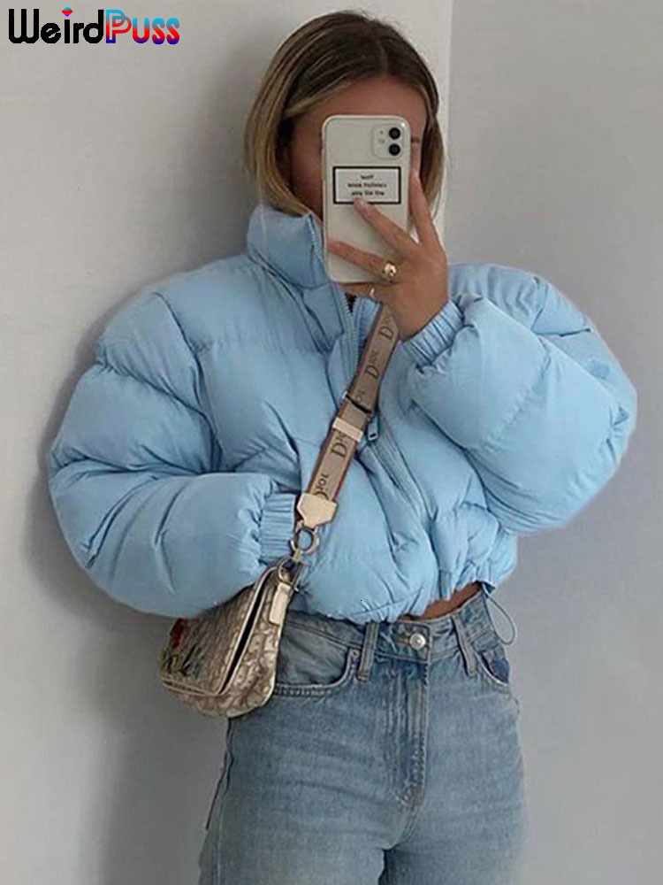 

Women s Down Parkas OrangeA Women Short Puffer Jacket Cotton Padded Thick Drawstring Zipper Winter Bubble Coat Warm Casual Street Outfits 221206, Blue
