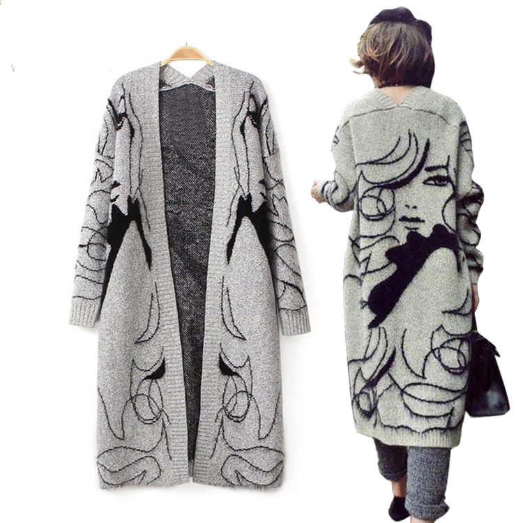 

Women' Knits Tees Autumn Winter Fashion Long Sleeve loose knitting cardigan sweater Knitted Female Cardigan pull femme 221206, Gray