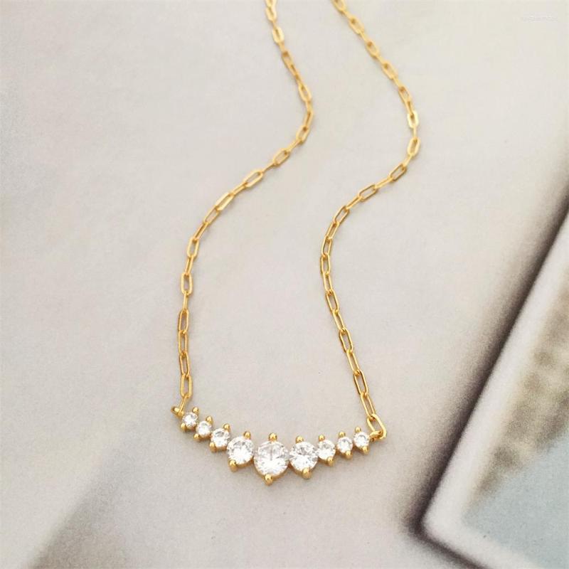 

Pendant Necklaces Elegant 18K Gold Plated Linked Chain With Shiny Clear Zircon Charm Necklace For Women Girl Party Lovely Modern Gorgeous