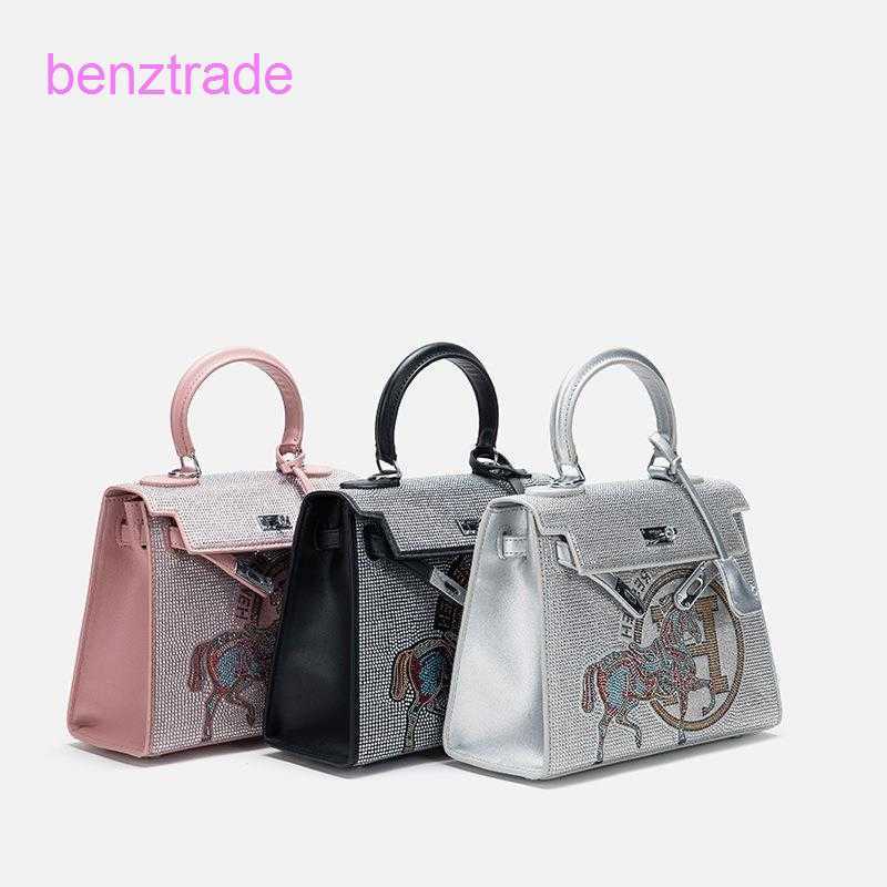 

Herme Kely bags for women online shop Niche Rhinestone second generation hand 2022 new net red versatile messenger UJNO, White5