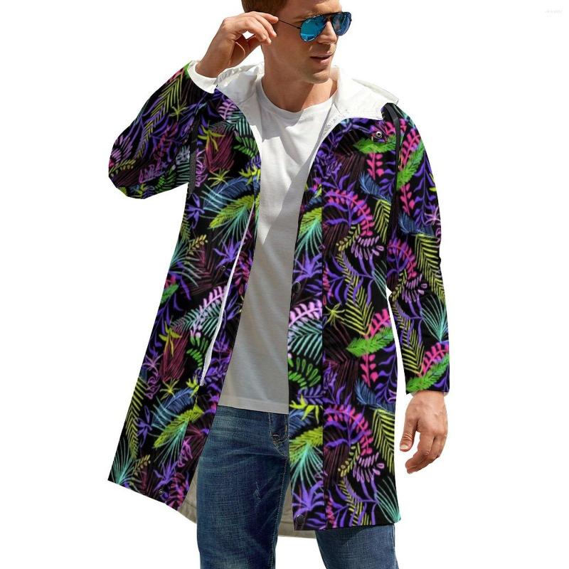 

Men' Trench Coats Tropical Print Colorful Classic Casual Windbreak Men Design Streetwear Waterproof Winter Jackets Big Size, Style-2