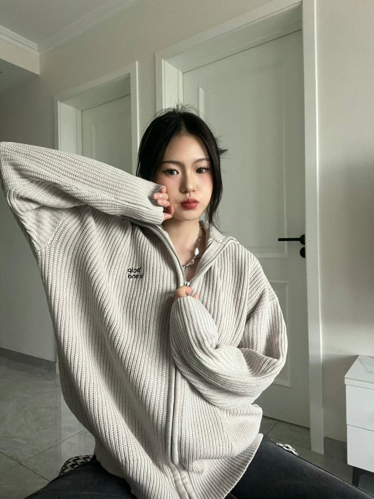 

Women s Knits Tees Deeptown Retro Y2K Vintage Zipper Sweater Cardigan Women Hippie 90s Aesthetic Harajuku Oversize Knitted Jumper Female Jacket 221206, Green