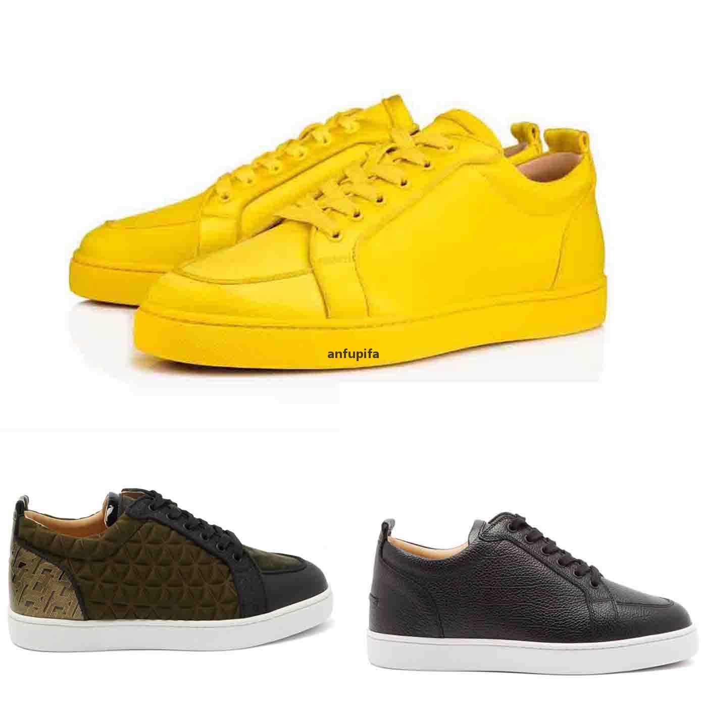 

Red Bottomed Christians Luxury Mens Walking Flats Casual Shoes Junior Rantulow crystal-embellished leather trainers Red-soles Low tops RfK, 11