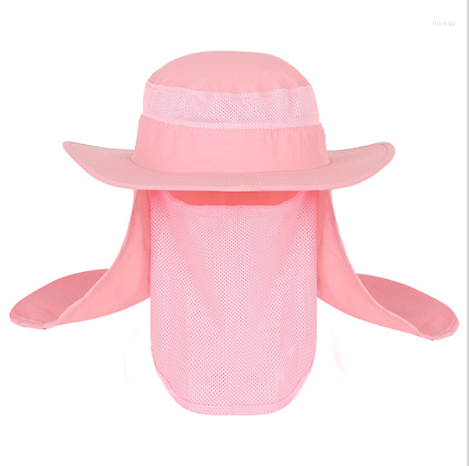 

Berets Outdoor Men Women Large Round Brim Sun Block Quick Drying Fishing Hats Summer Cap For Travel Mountain Climbing Bucket Pink