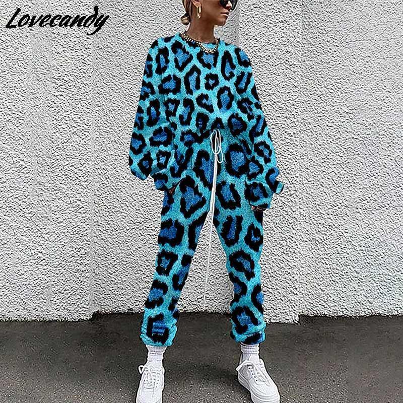 

Women s Two Piece Pants Spring Women Leopard Tie Dye Tracksuit Sets Female Casual Fashion Print Pullover Long Sleeve Streetwear Suits 221206, Color