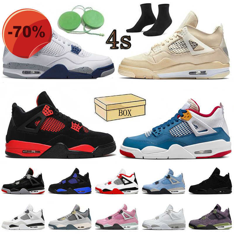 

High shoes Basketball Shoes Sports Sneakers Military Black Shimmer White University Blue Noir Canvas Cat Fire Red Thunder Jumpmans Men Women Jumpman 4S, Separate colors