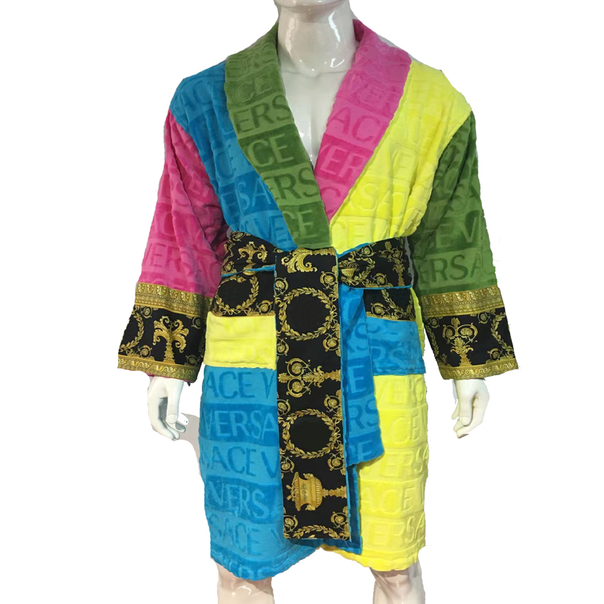 

Men Winter Bathrobe For Sleeping Bath Night Dressing Gown Flannel V-Neck Animal Printed coat Contrast Color black white yellow pink sleepswear warm robe size s-l, Multi