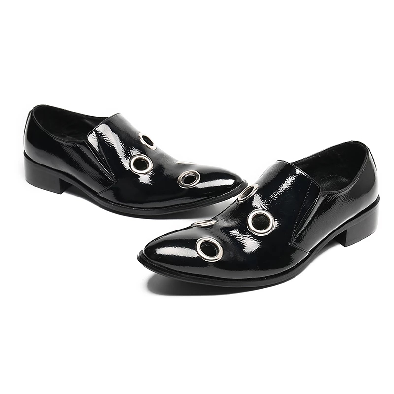 

Classic Black Patent Leather Pointed Toe Men Formal Shoes Plus Size Wedding Prom Dress Shoes Man Slip On Casual Business Shoes