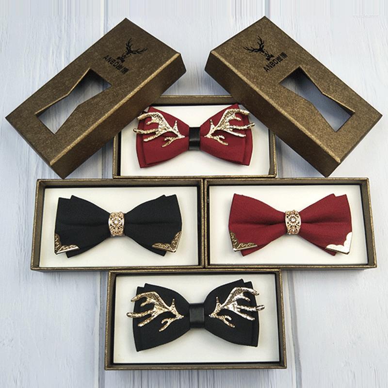 

Bow Ties Fashion Tie For Men High Quality Metal Golden Antlers Bowtie Formal Casual Party Wedding Butterfly With Gift Box 2030