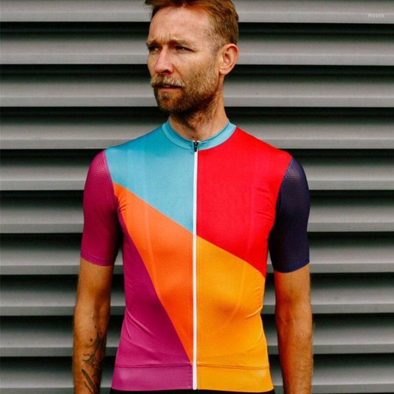 

Racing Jackets Colorful Race Fit Cycling Jersey Men 2022 Air Mesh Short Sleeve Shirt Hombre Breathable Sport Wear