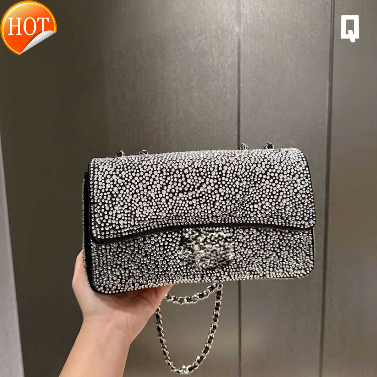 

Women's Luxury Designer Shoulder Bags 2023 New Fashion Texture Full Diamond Cf Single Shoulders Cross-body Portable Messenger Bag Factory Direct Sales, Pink