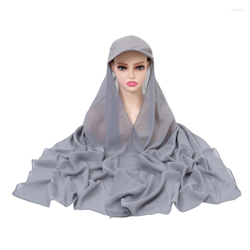 

Ethnic Clothing Musilm Women Chiffon Hijabs With Base Ball Cap Summer Sports Hat Scarf Ready To Wear Jersey Sport Instant HIjab