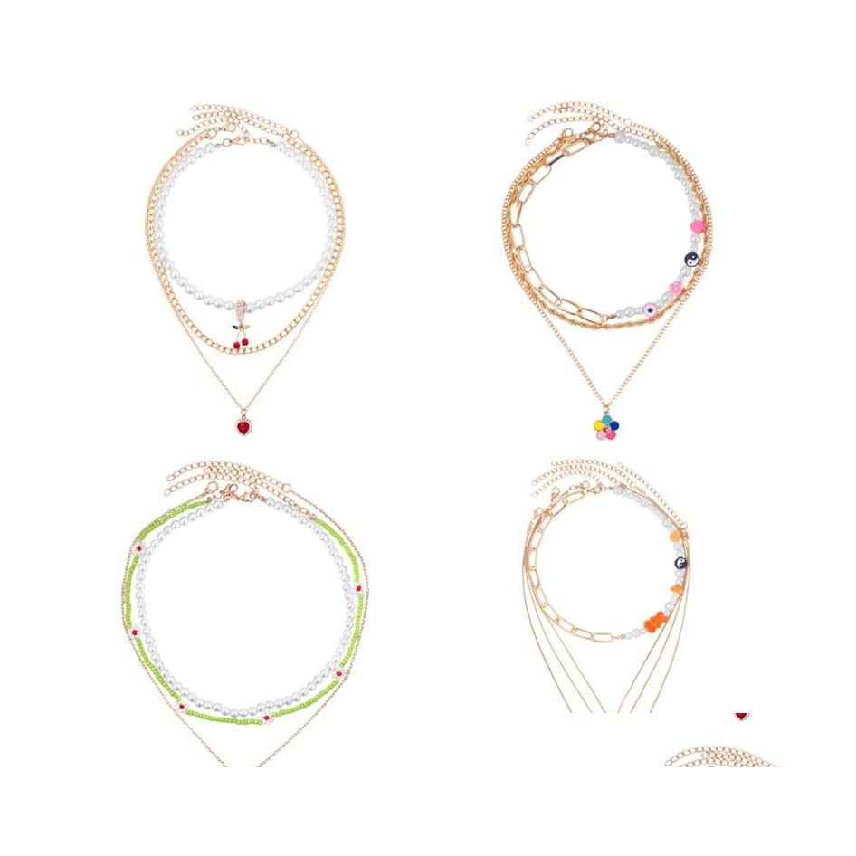 

Pendant Necklaces Beaded Pendant Necklace For Women Asymmetric Pearl Choker Boho Mtilayer Necklaces Party Jewelry 181 D3 Drop Delive Dhyp6