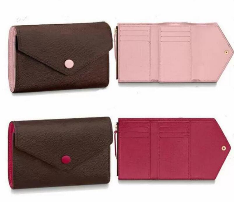 

Womens Designer VICTORINE Wallet Brown Flower Leather Fold Purses Men Short Long Card Holder Passport Lady Folded Purse Ladies Coin Pouch 3399#