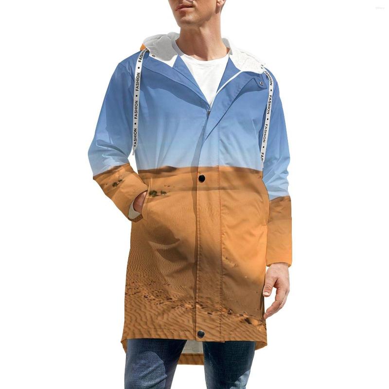 

Men' Trench Coats Namib Desert Thick Warm Casual Man South Africa Print Long Straight Winter Jackets Vintage Design Waterproof Windbreaker, Style-3