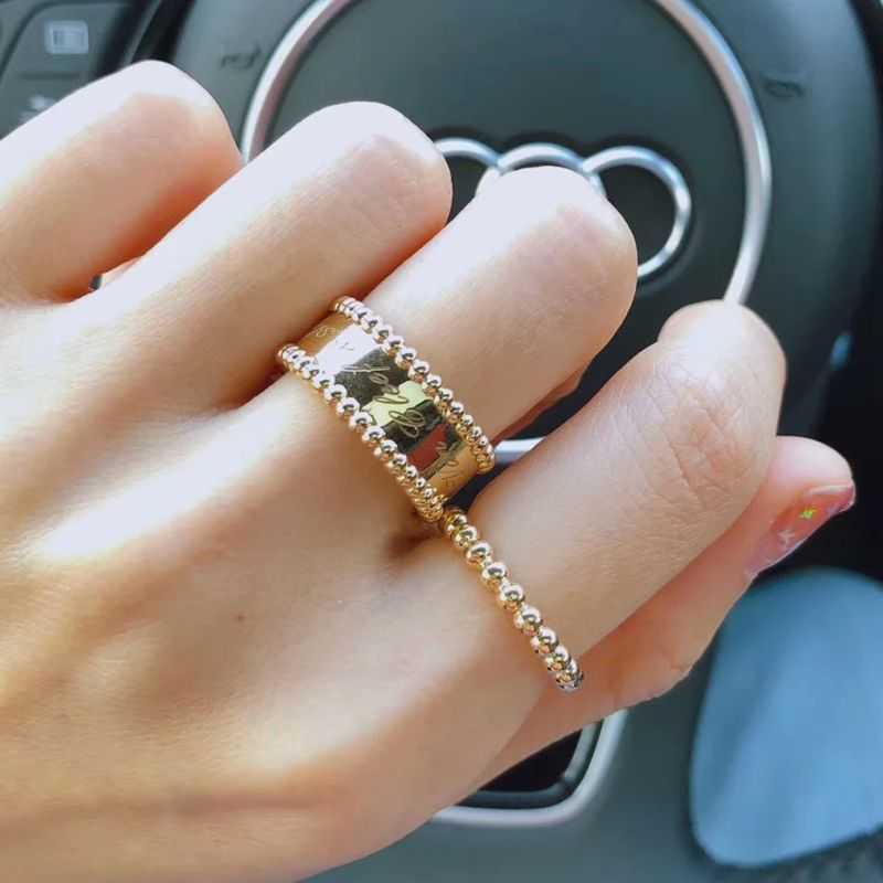 

Designer vann clover rings 925 Silver 18K Rose ring bead edge kaleidoscope women's design red ins