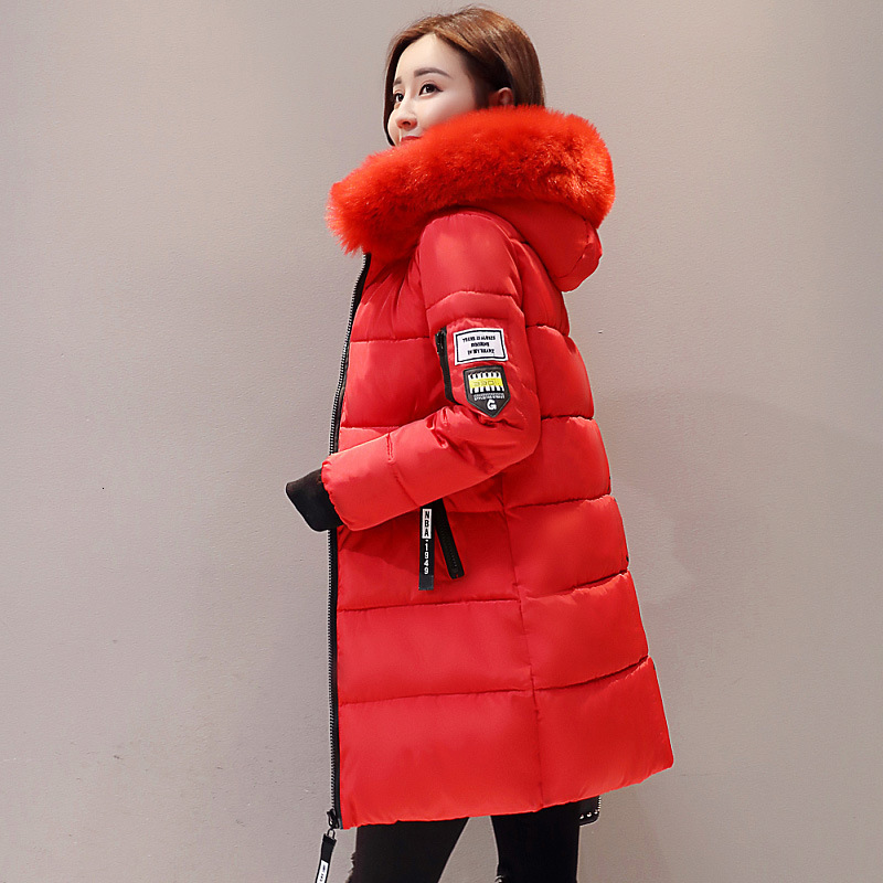 

Women s Down Parkas Winter Women Cold Coat Mid length Hooded Padded Jacket Big Fur Collar Warmth Wholesale Fashion 221206, White