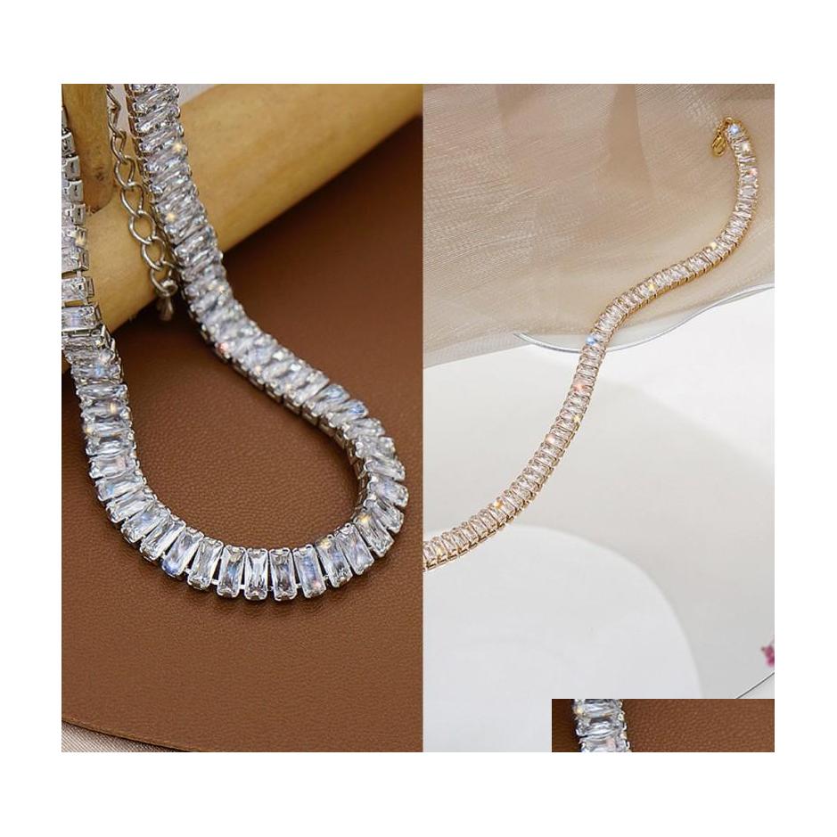 

Chains Plated Gold Sier Rhinestone Chains Necklace For Womens Temperament Elegant Necklaces Female Weddings Party Jewelry Gift 443 D Dho9J