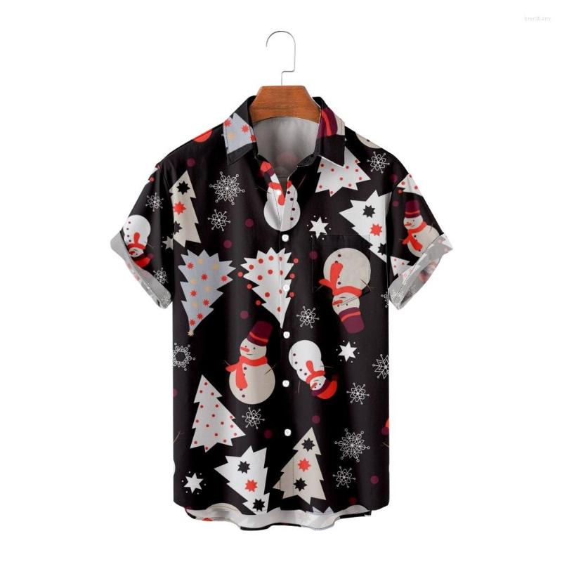 

Men's Casual Shirts Men's Christmas Women Men Print Party Shirt Short Sleeve Snowman Hawaiian Holiday Button Up Loose, Look r