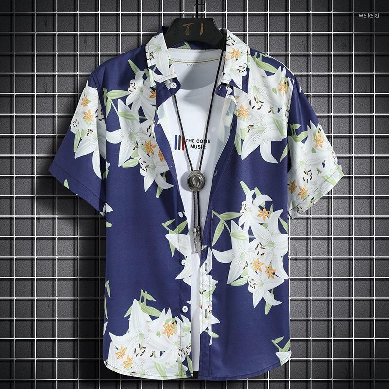 

Men's Casual Shirts 2023 Summer Fashion Loose Men Short Sleeve Shirt Beach Holiday Print Male Top